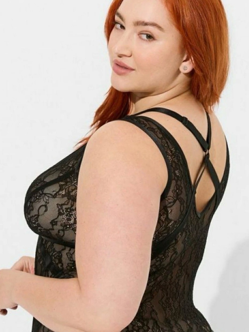 Torrid Curve Black Lace Bodysuit, intimate, lingerie. - Picture 2 of 4